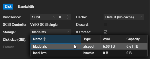 Creating VM's on Proxmox ZFS